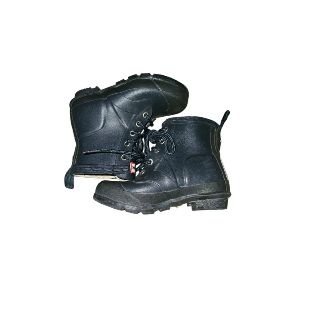 Hunter Combat Rain Boots Boys 10 Girls 11 Navy Blue Unisex